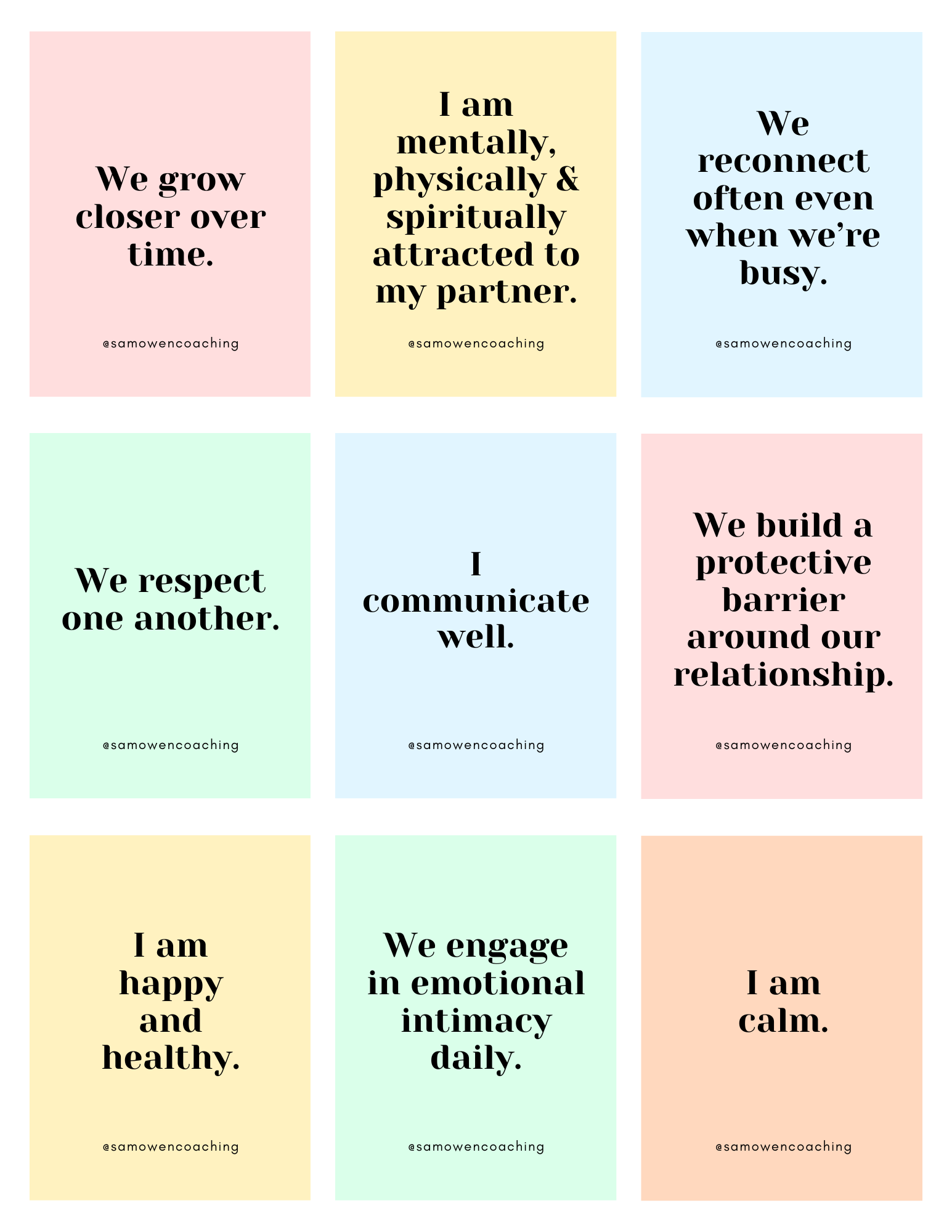 Romantic Relationship Affirmations Instant Download - Relationship ...